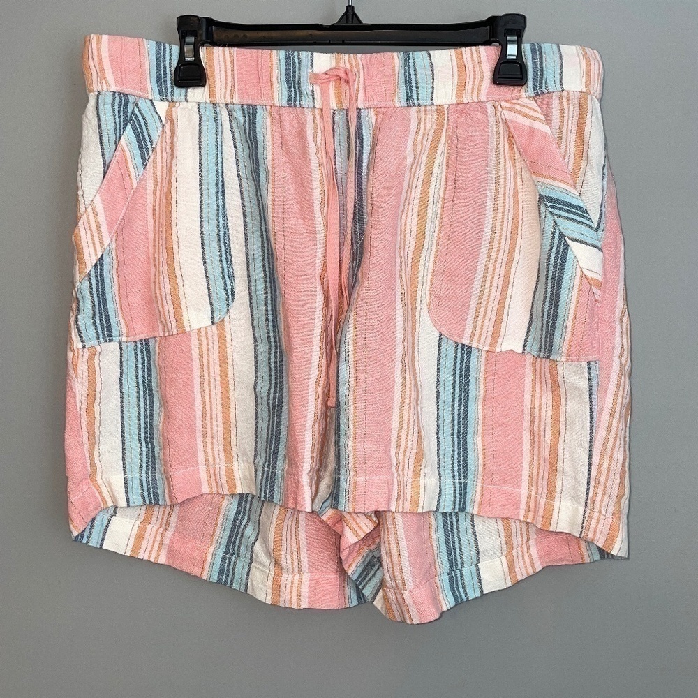 EUC Lane Bryant Linen Blend Striped Shorts Size XL 14/16